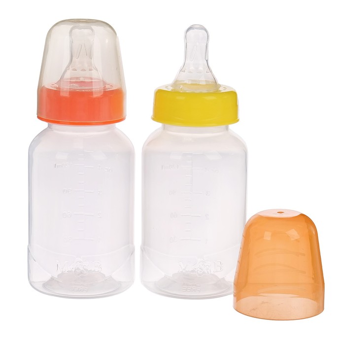Бутылочка для кормления детская классическая, 150 мл, от 0 мес., цвет оранжевый МИКС