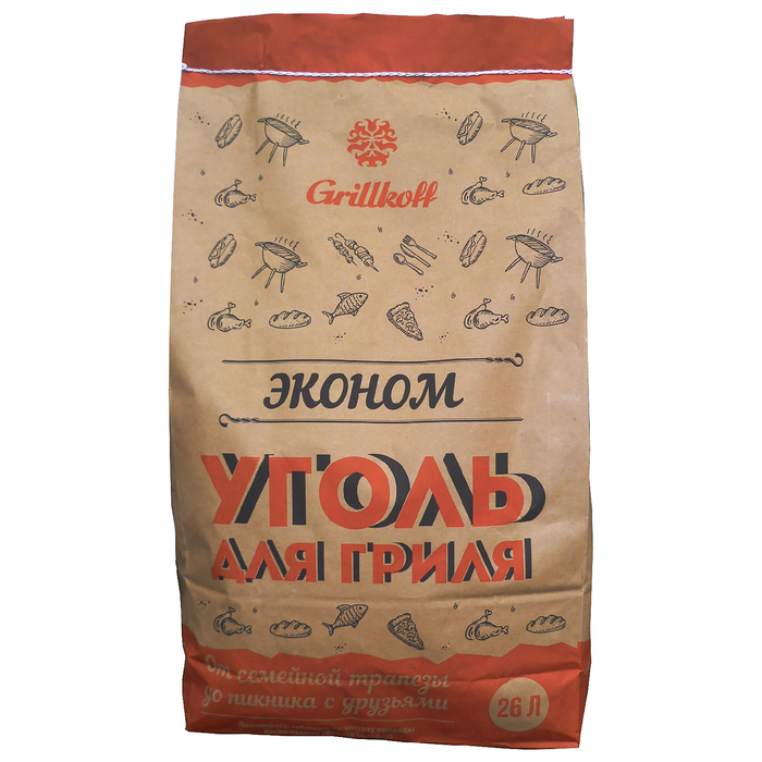 Уголь древесный для гриля "Эконом", пакет 26 л