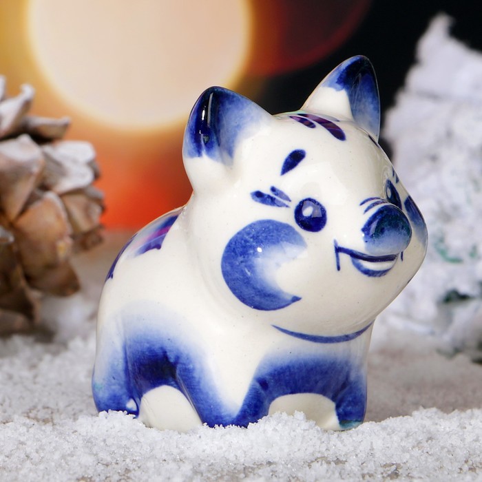 Сувенир «Свинка Дуся», 4,5 см, гжель