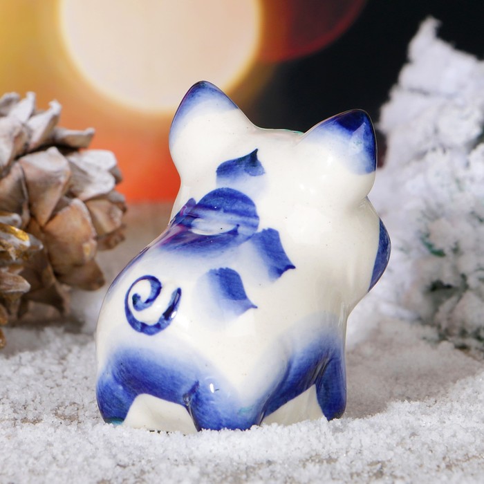 Сувенир «Свинка Дуся», 4,5 см, гжель