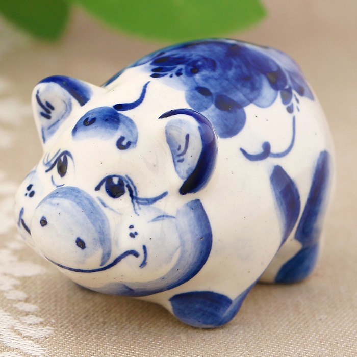 Сувенир «Свинка Мила», 4 см, гжель