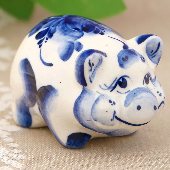 Сувенир «Свинка Мила», 4 см, гжель