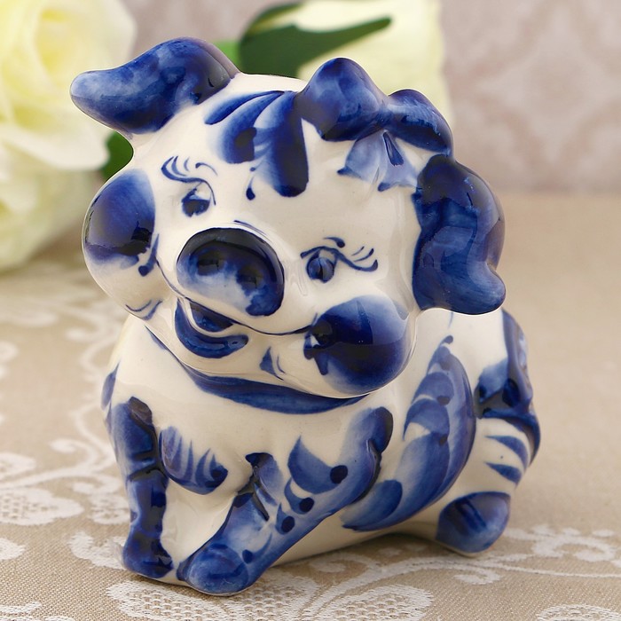 Сувенир «Свинка Люся», 9 см, гжель