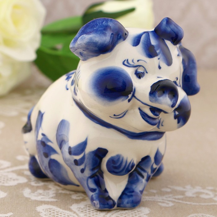 Сувенир «Свинка Люся», 9 см, гжель