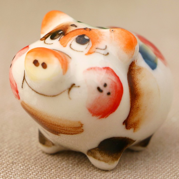 Сувенир «Поросёнок Боря», 2 см, гжель, цвет