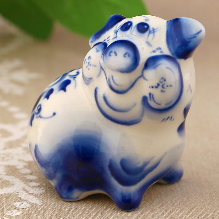 Сувенир «Свинка Фрося», 5 см, гжель