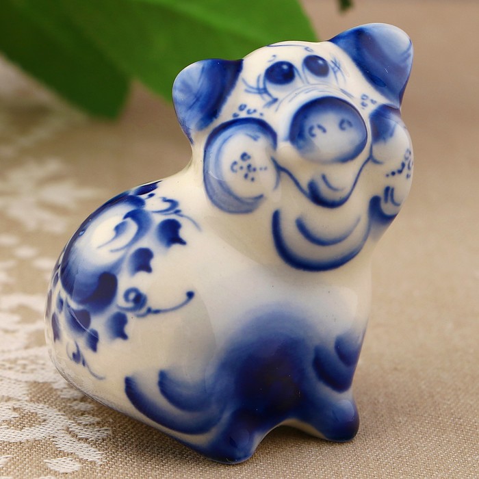 Сувенир «Свинка Фрося», 5 см, гжель