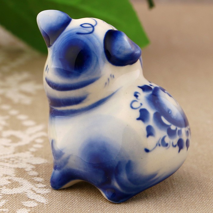 Сувенир «Свинка Фрося», 5 см, гжель