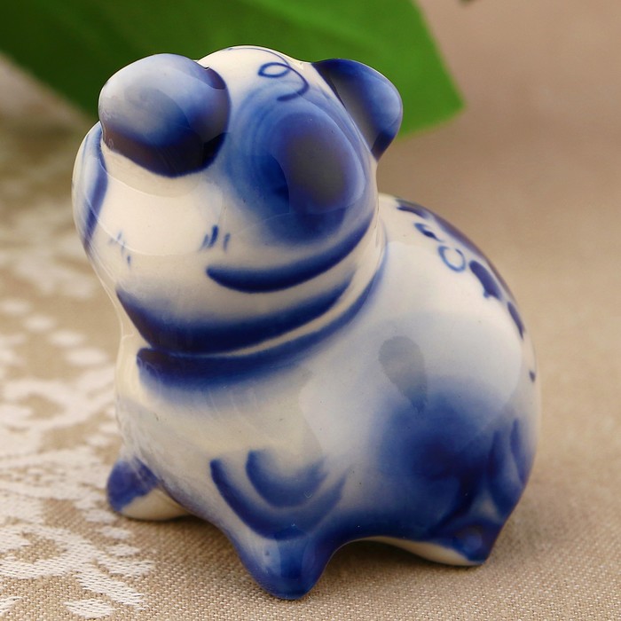 Сувенир «Свинка Фрося», 5 см, гжель