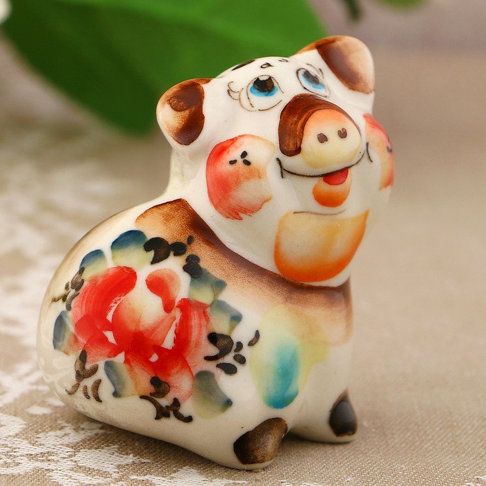 Сувенир «Свинка Фрося», 5 см, гжель, цвет