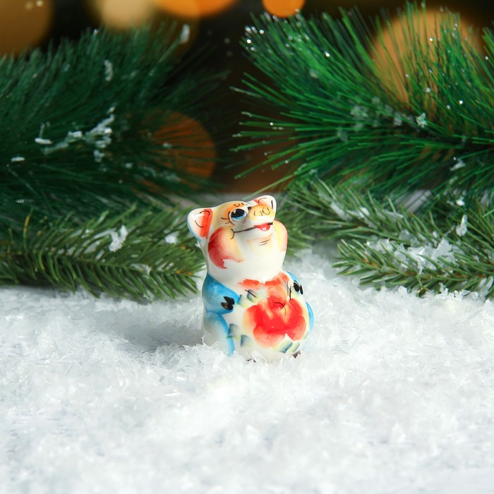 Сувенир «Свинка Нюша», 5 см, гжель, цвет