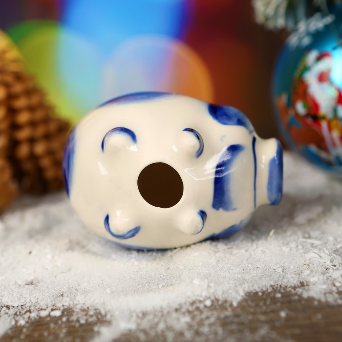 Сувенир «Свинка Глаша», 3 см, гжель