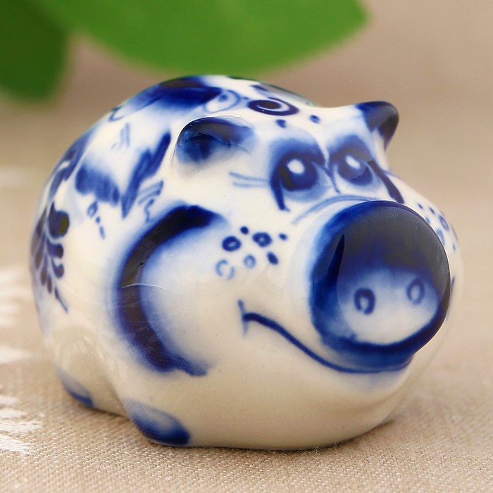 Сувенир «Свинка Глаша», 3 см, гжель