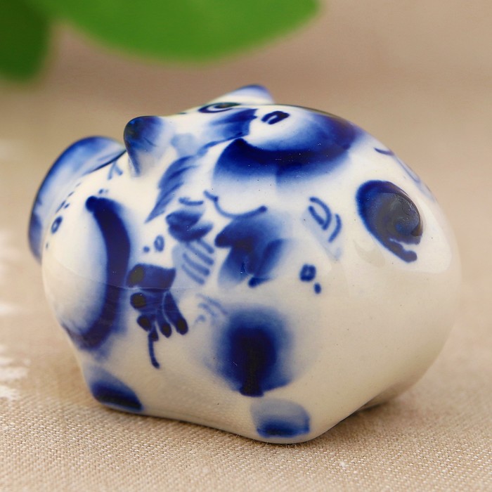 Сувенир «Свинка Глаша», 3 см, гжель