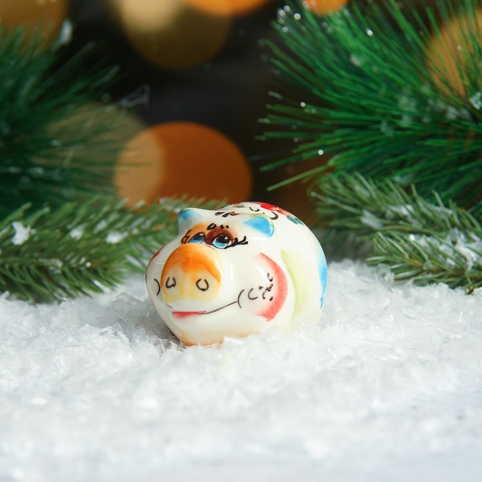 Сувенир «Свинка Глаша», 3 см, гжель, цвет