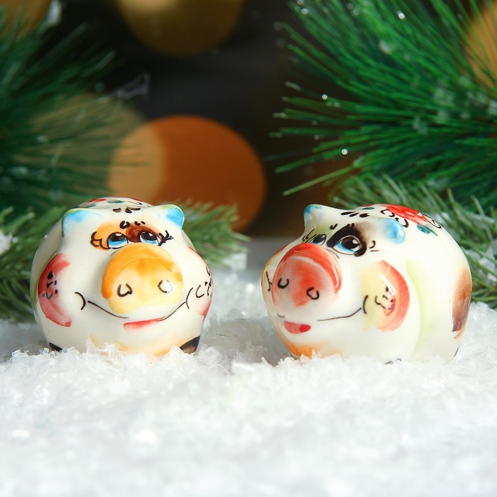 Сувенир «Свинка Глаша», 3 см, гжель, цвет