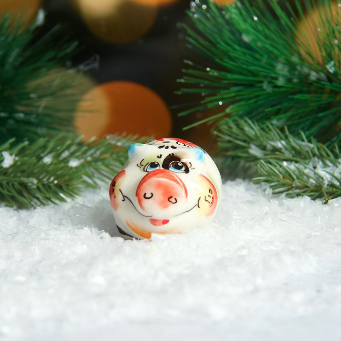 Сувенир «Свинка Глаша», 3 см, гжель, цвет