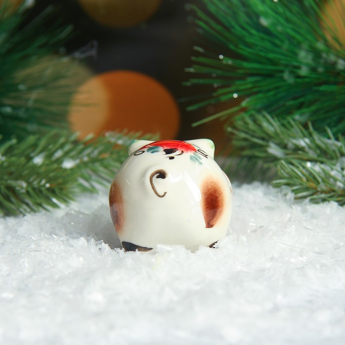 Сувенир «Свинка Глаша», 3 см, гжель, цвет