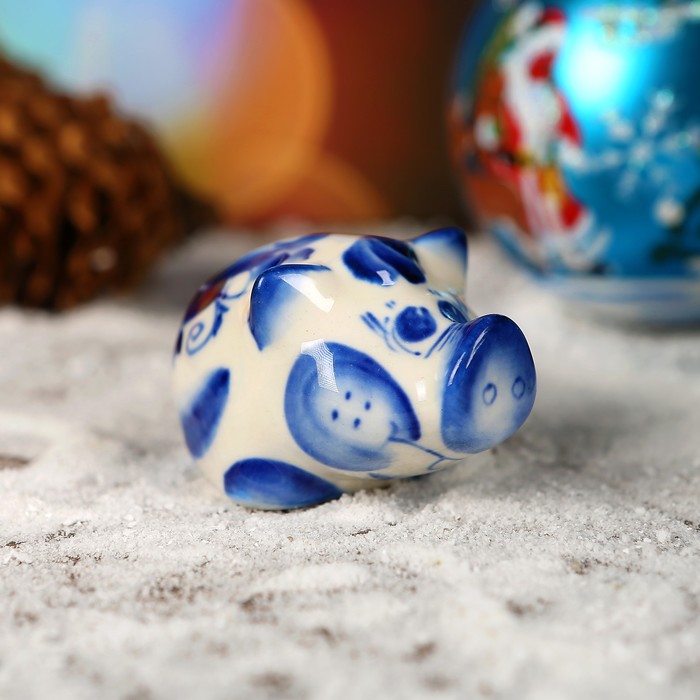 Сувенир «Поросёнок Матвей», 2,5 см, гжель