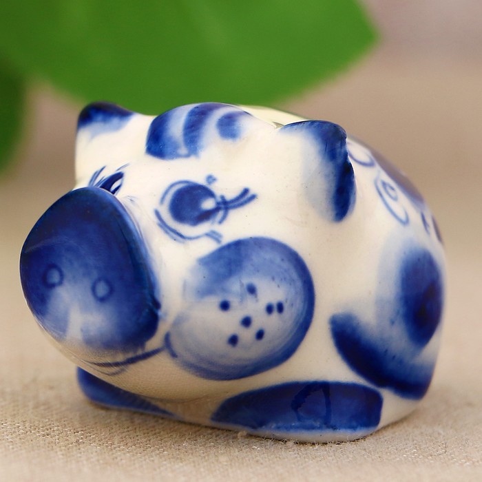 Сувенир «Поросёнок Матвей», 2,5 см, гжель