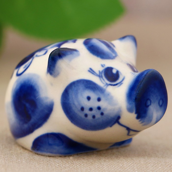 Сувенир «Поросёнок Матвей», 2,5 см, гжель