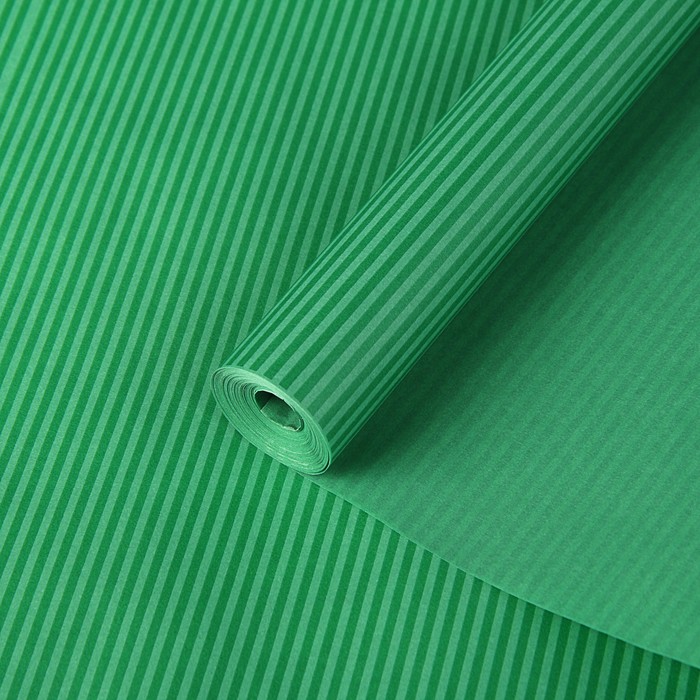 Пергамент флористический "Полосы тонкие на зеленом", 58 г/м², 0,5 х 10 м