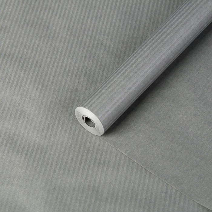 Пергамент флористический "Серебряные полосы тонкие на сером" 58 г/м², 0,5 х 10 м