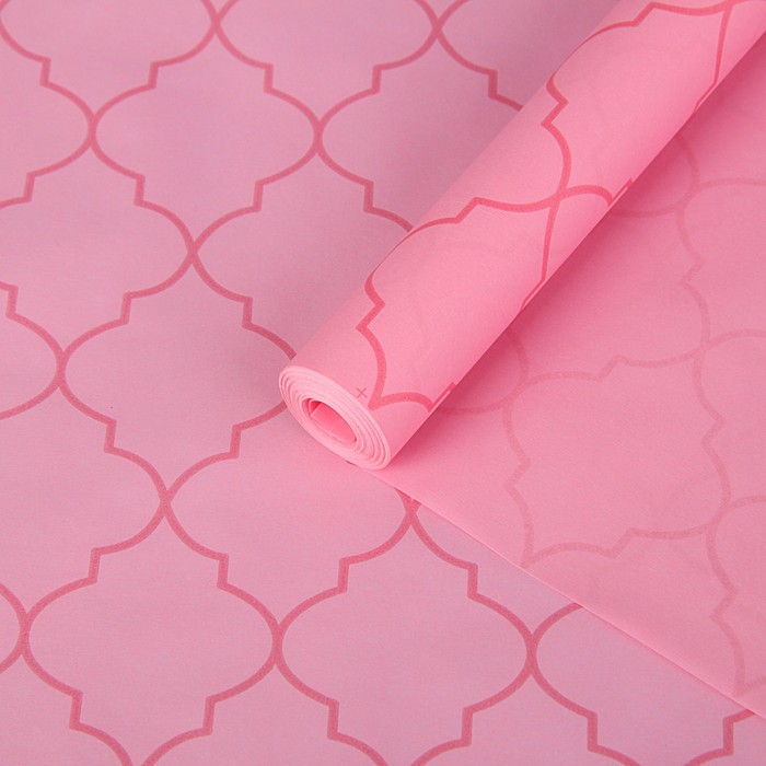 Пергамент флористический "Орнамент на розовом", 58 г/м², 0,5 х 10 м