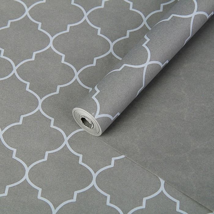 Пергамент флористический "Орнамент на сером", 58 г/м², 0,5 х 10 м