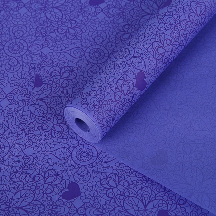 Пергамент флористический "Кружево на сиреневом", 58 г/м², 0,5 х 10 м