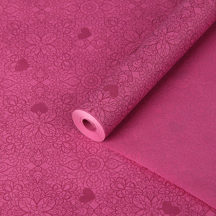 Пергамент флористический "Кружево на сливе", 58 г/м², 0,5 х 10 м