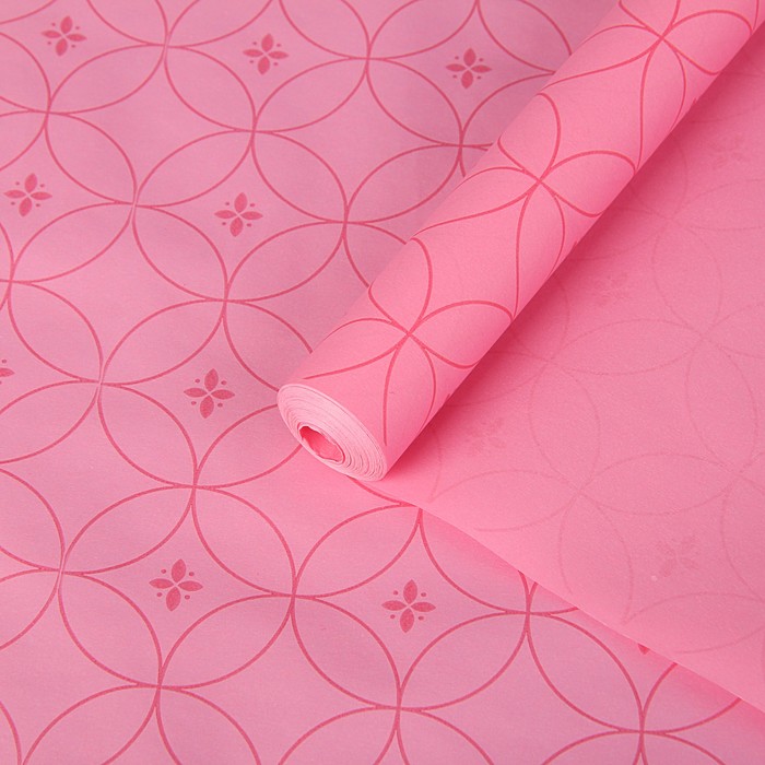 Пергамент флористический "Круги на розовом", 58 г/м², 0,5 х 10 м
