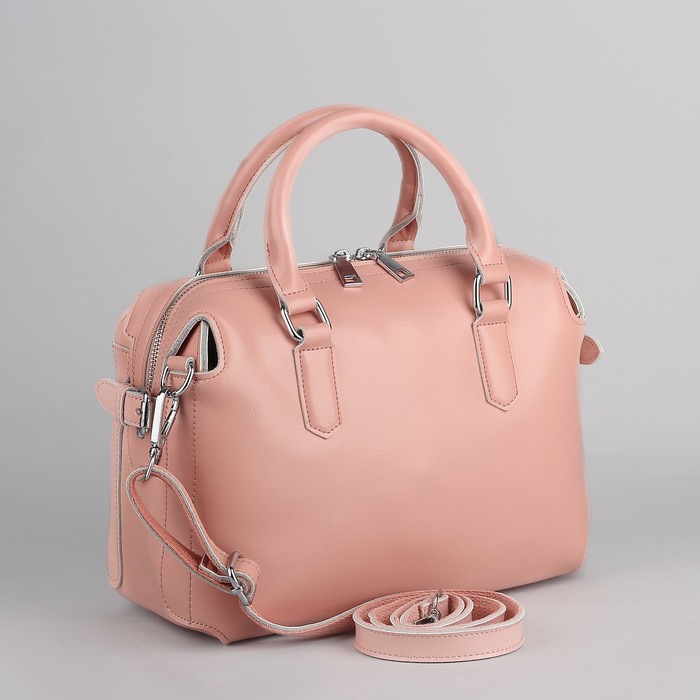 Сумка женская, отдел с перегородкой, длинный ремень, цвет розовый