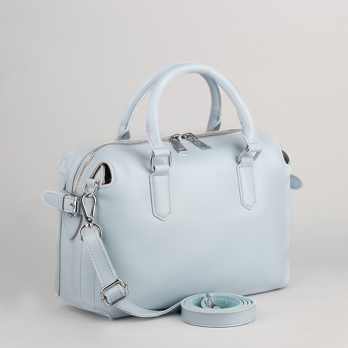 Сумка женская, отдел с перегородкой, длинный ремень, цвет голубой
