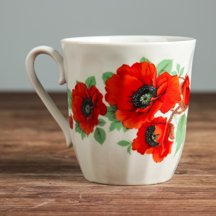 Кружка 0,35 л "Волна" мак кубанский, деколь, фарфор