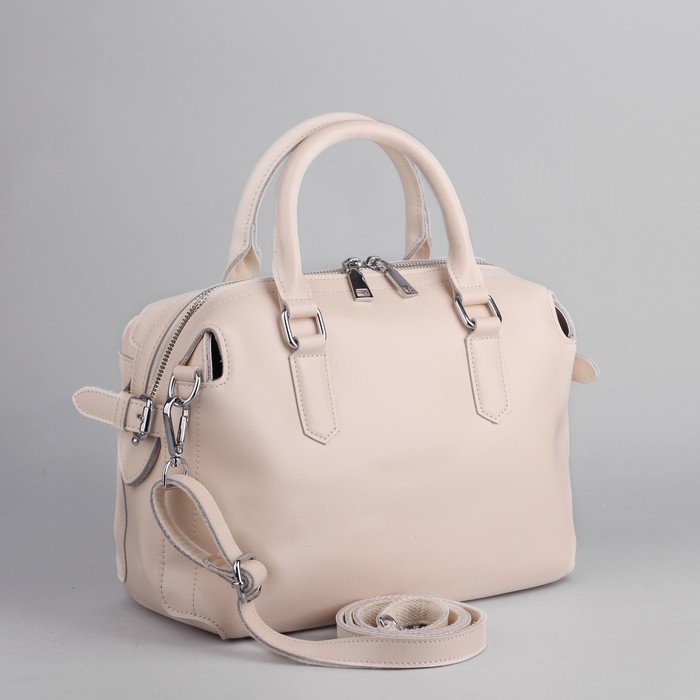 Сумка женская, отдел с перегородкой, длинный ремень, цвет молочный