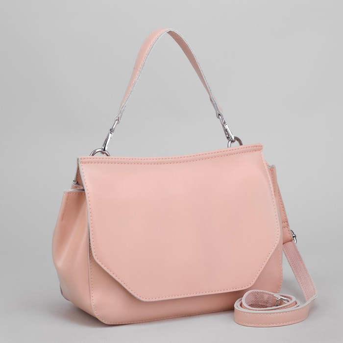 Сумка женская, отдел на молнии, наружный карман, длинный ремень, цвет розовый