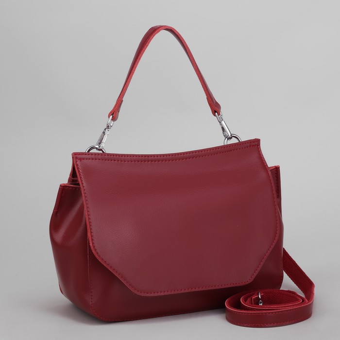 Сумка женская, отдел на молнии, наружный карман, длинный ремень, цвет бордовый