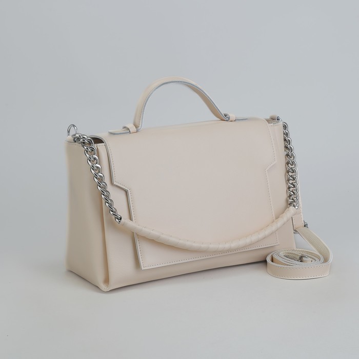 Сумка женская, отдел с перегородкой, длинный ремень, наружный карман, цвет бежевый