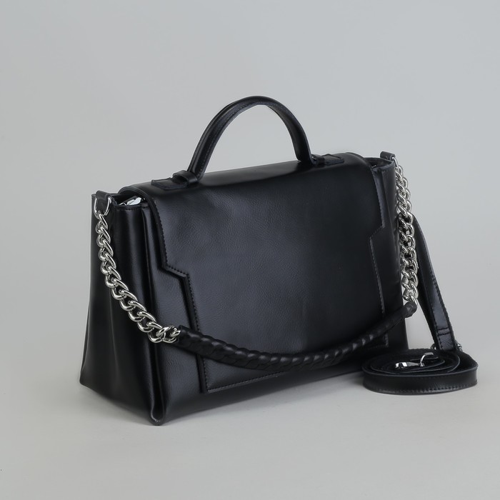 Сумка женская, отдел с перегородкой, длинный ремень, наружный карман, цвет чёрный