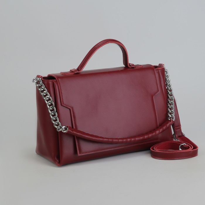 Сумка женская, отдел с перегородкой, длинный ремень, наружный карман, цвет бордовый