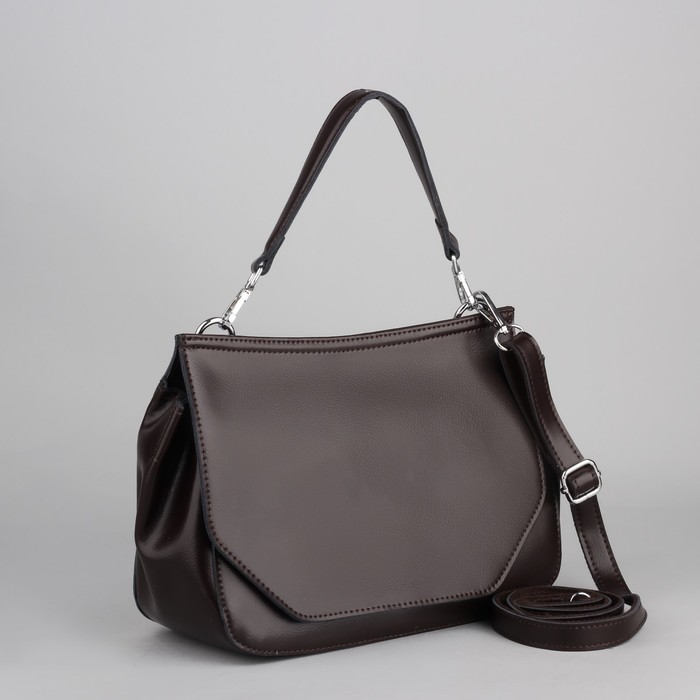 Сумка женская, отдел на молнии, наружный карман, длинный ремень, цвет кофе