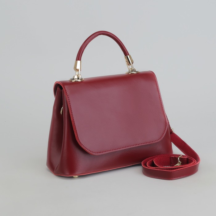 Сумка женская, 2 отдела на молнии, наружный карман, длинный ремень, цвет бордовый