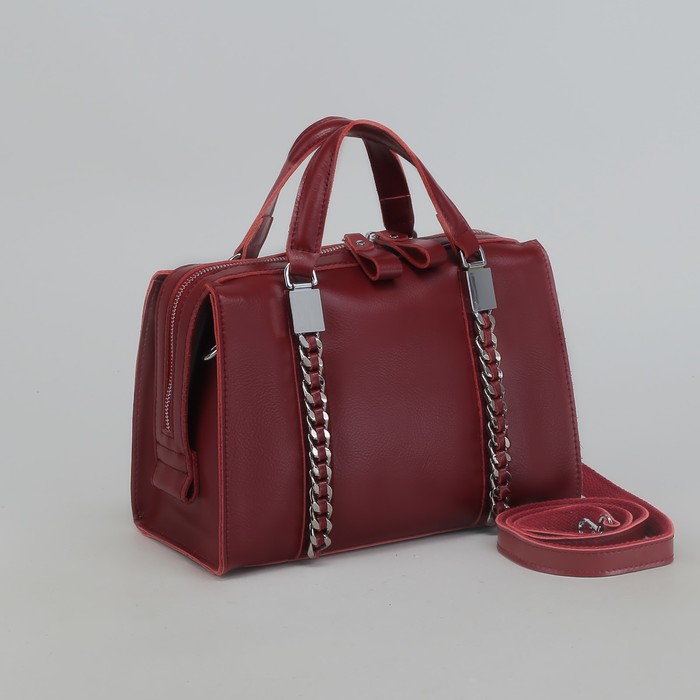 Сумка женская, отдел на молнии, длинный ремень, цвет бордовый