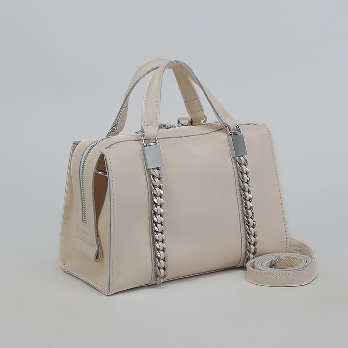 Сумка женская, отдел на молнии, длинный ремень, цвет молочный