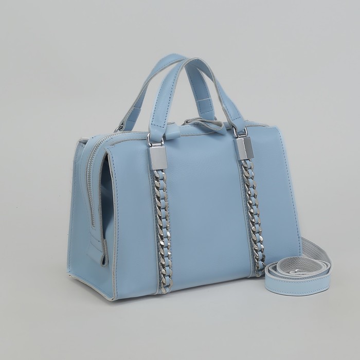 Сумка женская, отдел на молнии, длинный ремень, цвет голубой