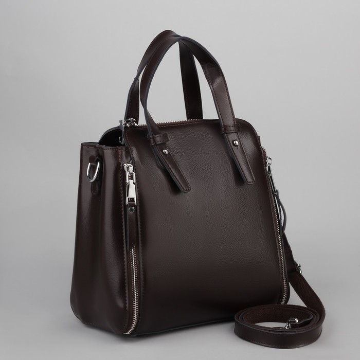 Сумка женская, отдел с перегородкой на молнии, наружный карман, длинный ремень, цвет коричневый