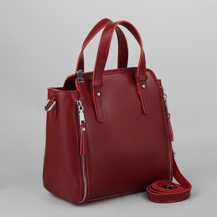 Сумка женская, отдел с перегородкой на молнии, наружный карман, длинный ремень, цвет бордовый