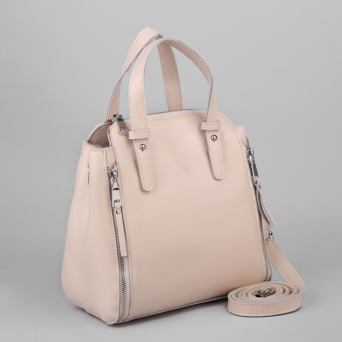 Сумка женская, отдел с перегородкой на молнии, наружный карман, длинный ремень, цвет молочный