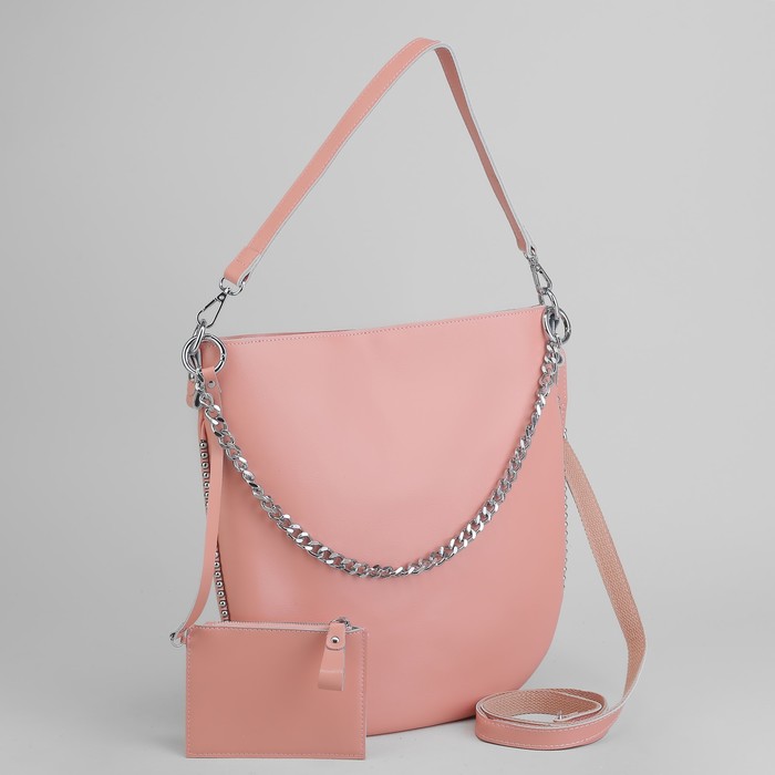 Сумка женская, отдел с перегородкой, с кошельком, цвет розовый